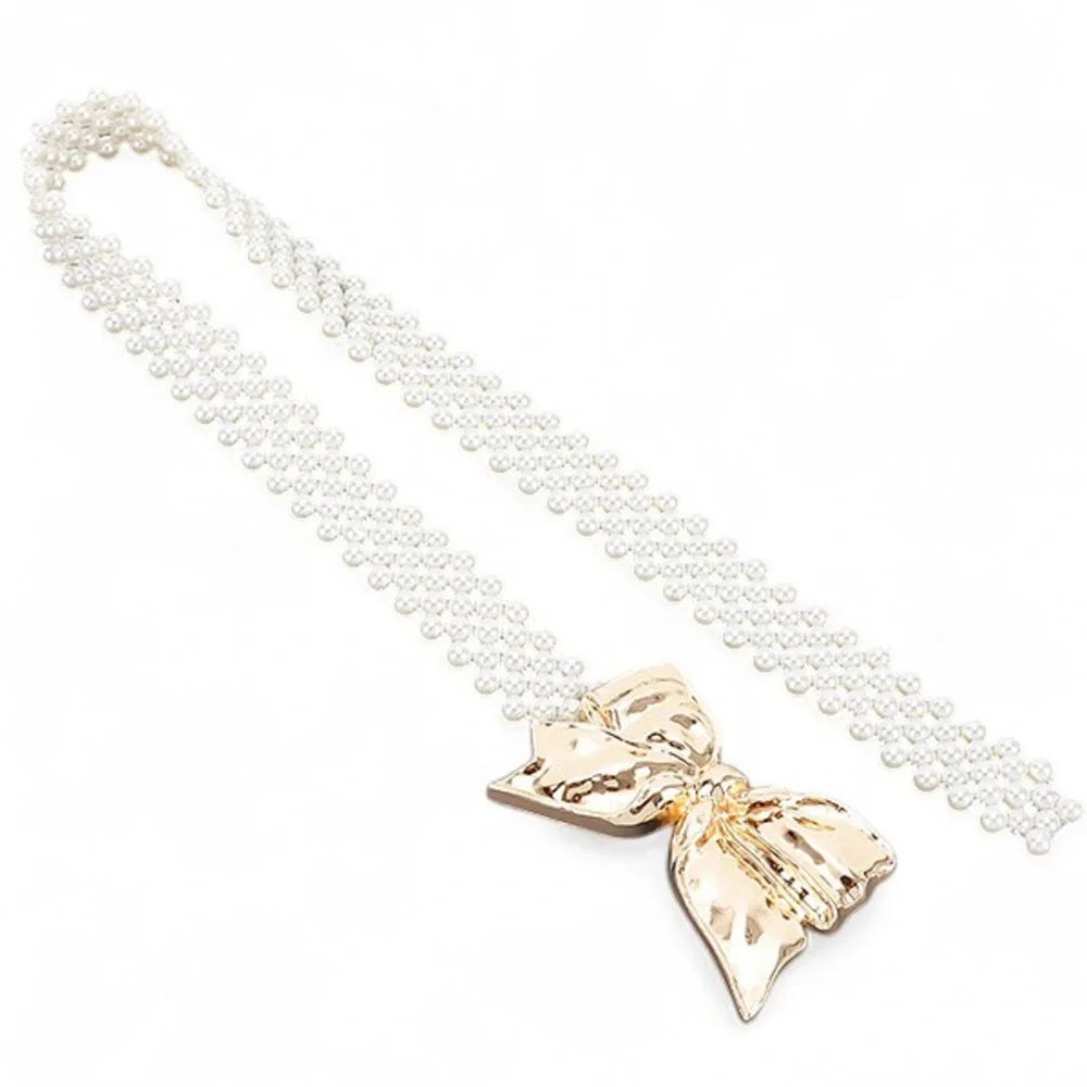 Gold & Silver Bow Pearl Statement Belt